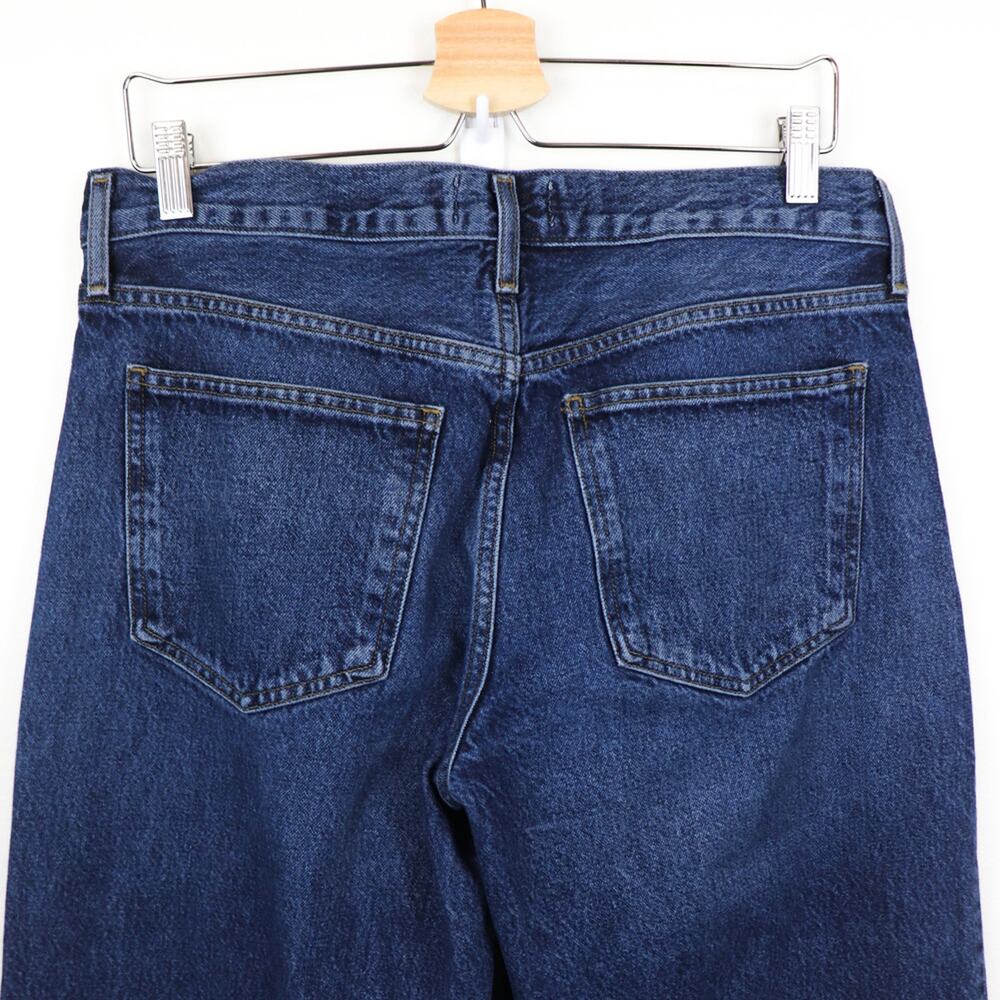 Agolde Clara Jeans Noise 28 Baggy Mid-Rise Flared Wide Leg Organic Jeans Blue - Picture 8 of 11